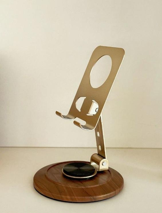 Household Senior Sense Retro Wood Grain Metal 360 Degree Rotation Mobile Phone Bracket Desktop Decoration Ornaments
