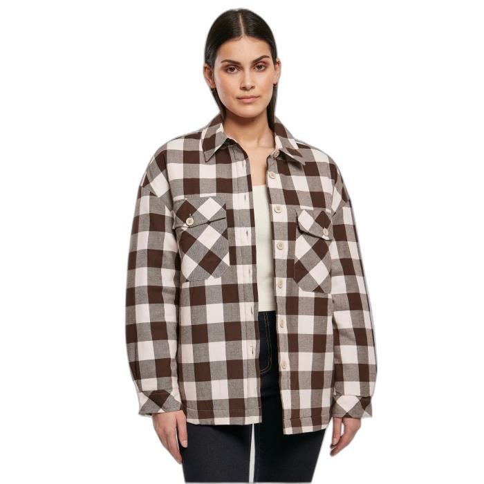Surchemise - URBAN CLASSICS - Flanelle - Rose/Marron - Oversize - Motif à carreaux