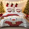 3pc Christmas Snowman Printed Bedding Set  Coreless Soft Comfortable Multiple Sizes Machine Washable 1 Duvet Cover 2 Pillowcases
