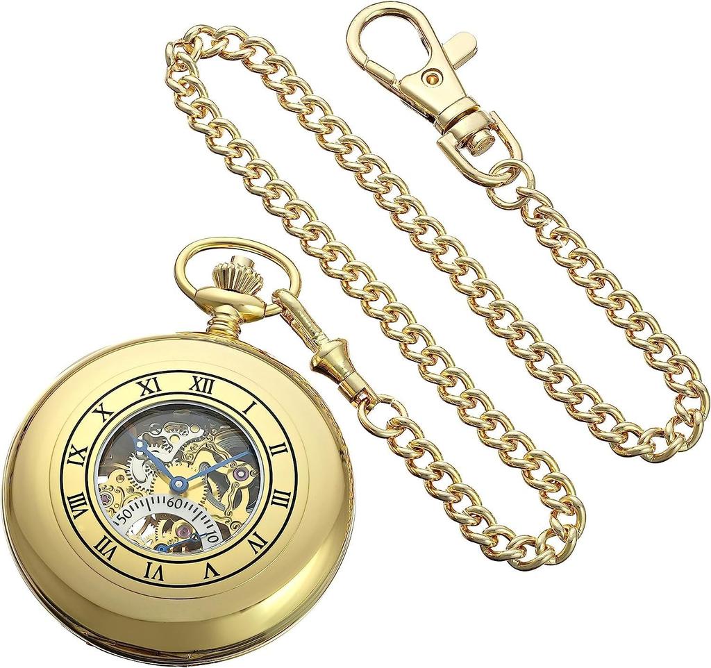 Charles Hubert Men's Pocket Watch, Mechanical Hand-Wound Skeleton, 3972-G