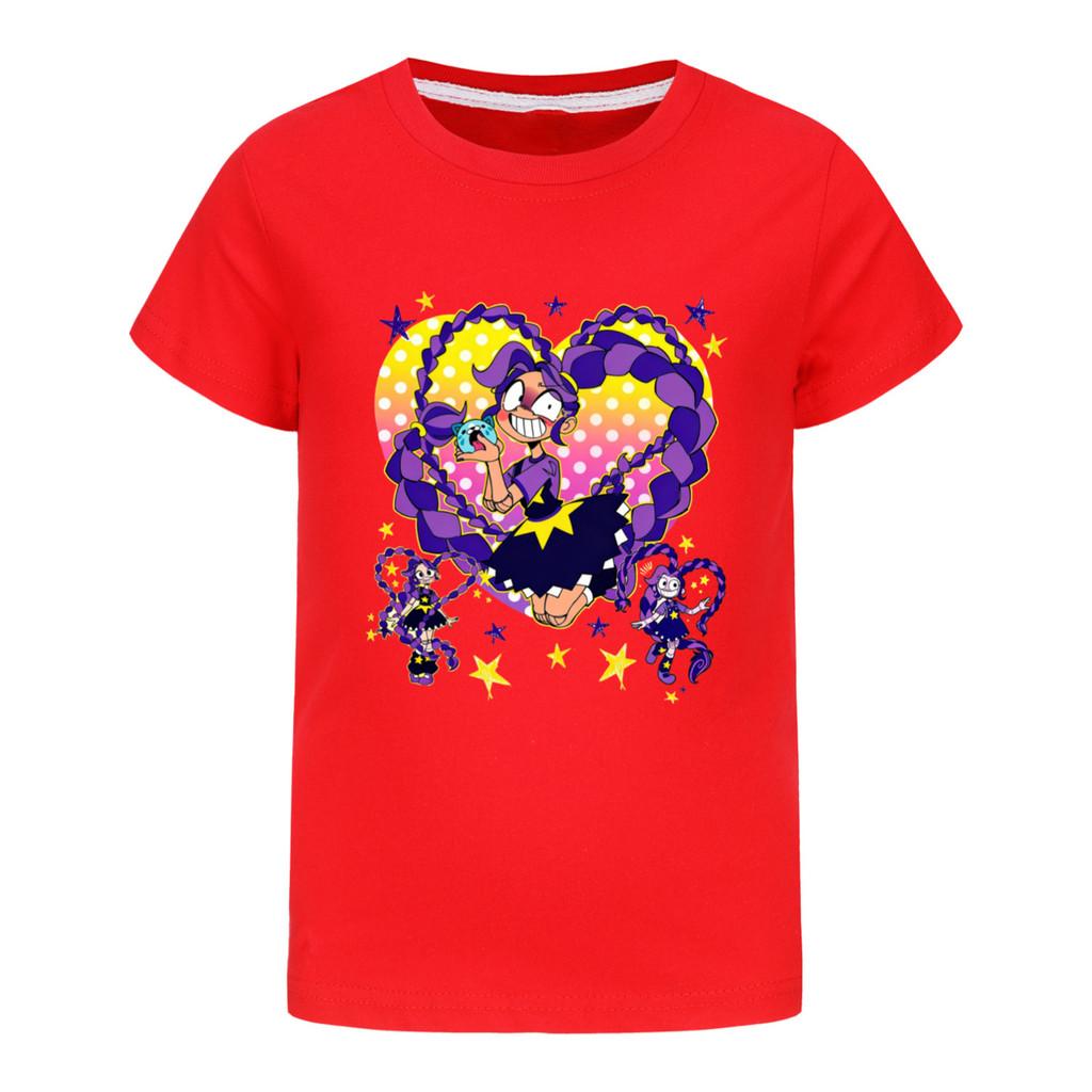 5598 Kinderen Meisjes Lily Liefde Vlechten Print Katoen Korte Mouwen T-shirt