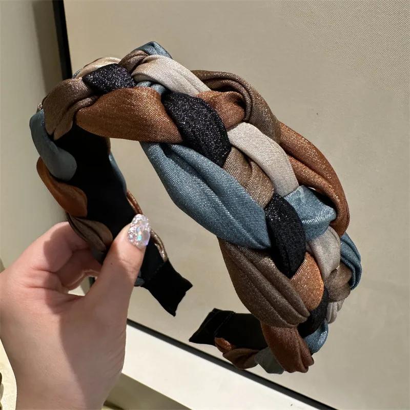 

Повязки на голову для женщин Нескользящие повязки Сетчатая плетеная повязка для волос Плетение волос Форма Широкая завязанная повязка на голову для девочек