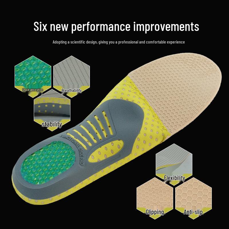 Sport Shock-Absorbing Insoles for Flat Foot Arch Support - Unisex Running & Basketball