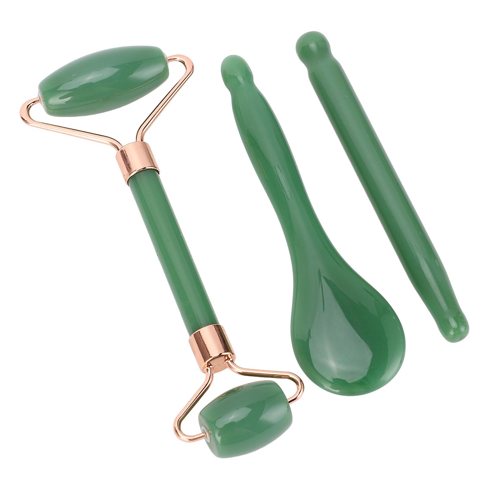 

Jadestone Roller Gua Sha Skin Care Tools Set Double Head Facial Roller Acupressure Pen Manual Spoon