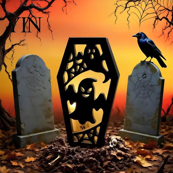 Lampshade Silicone Mold Halloween Coffins Mold, DIY Hollow Ghost Spider Bat Theme Molds Crafts Gypsum Cement Epoxy Resin Casting Food Grade
