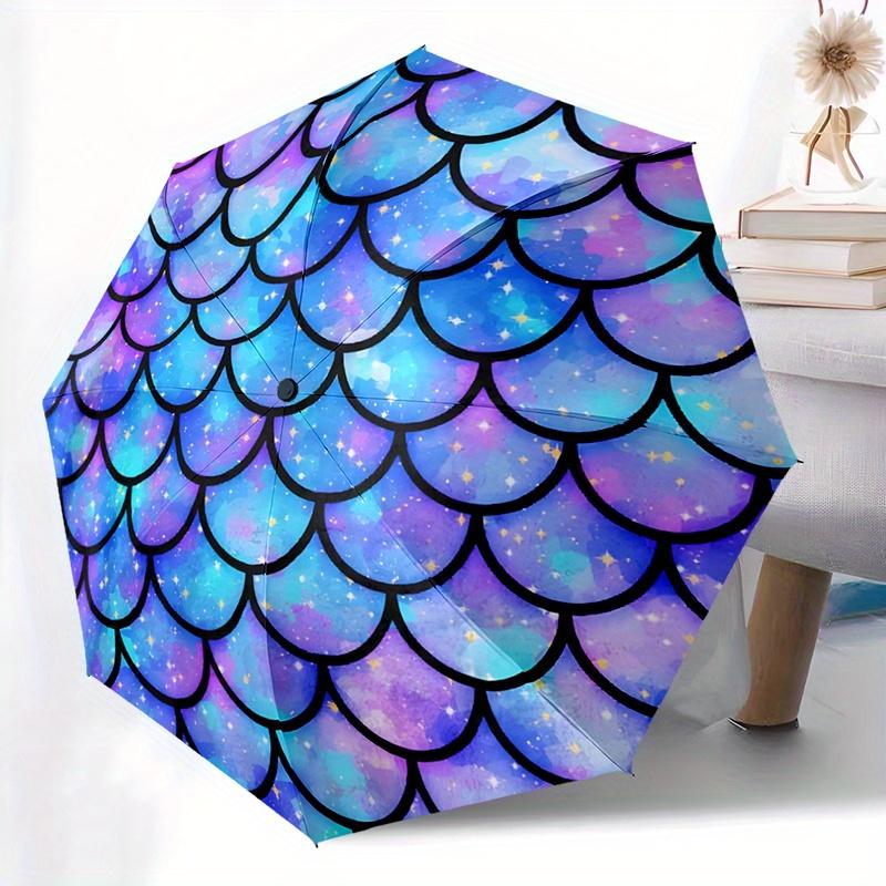Fish Scale Automatic Umbrella Compact 8 Rib Design For Outdoor Daily Compact Umbrella And Festive Gift Y272