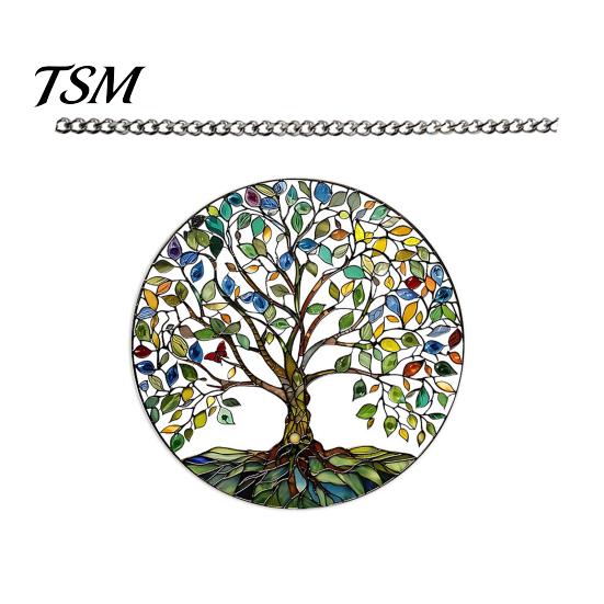 Wall Hanging Ornament Tree of Life Round Sign, Stained Glass Acrylic Suncatcher Decoration Decoration, Window for Indoor Outdoor