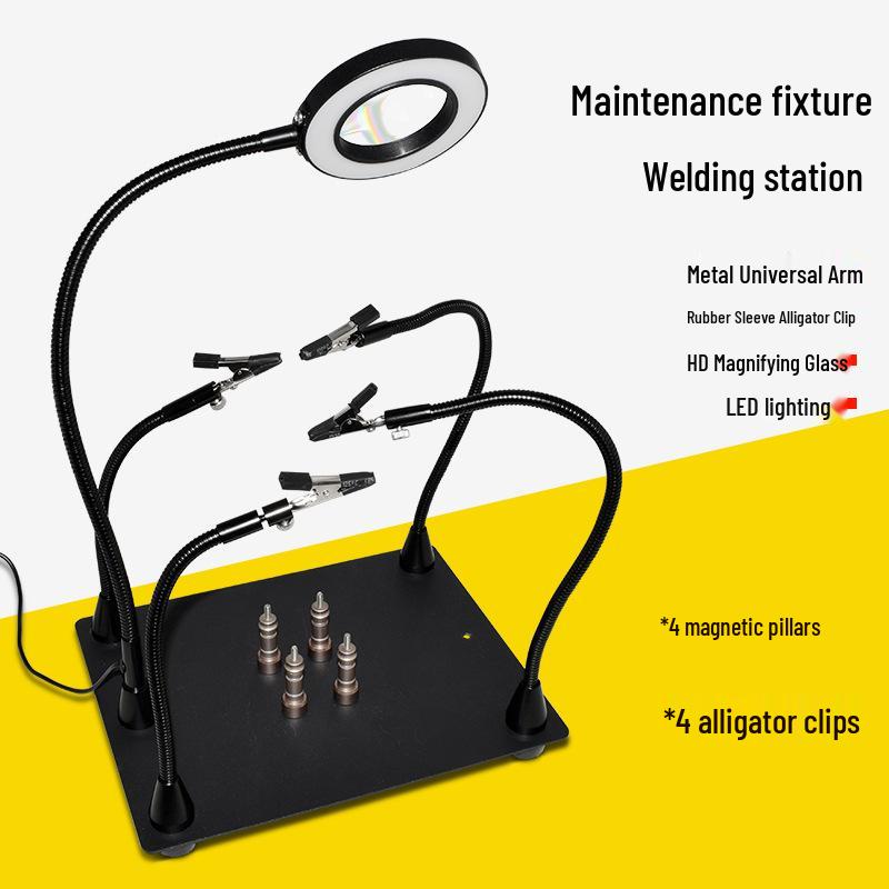Mobile Phone Repair Fixture: PCB Circuit Board Holder with Universal Rod & LED Magnifier