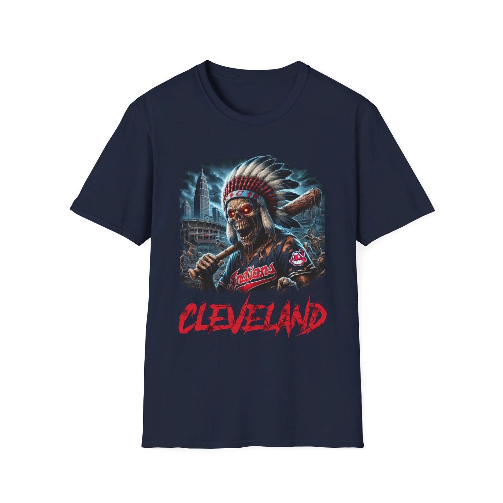 Men s and Women s T-shirts Cleveland Indians Horror Mashup S