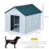 Plastic Weather-Resistant Dog House, for Indoors and Outdoors, Medium Dogs - White and Blue
