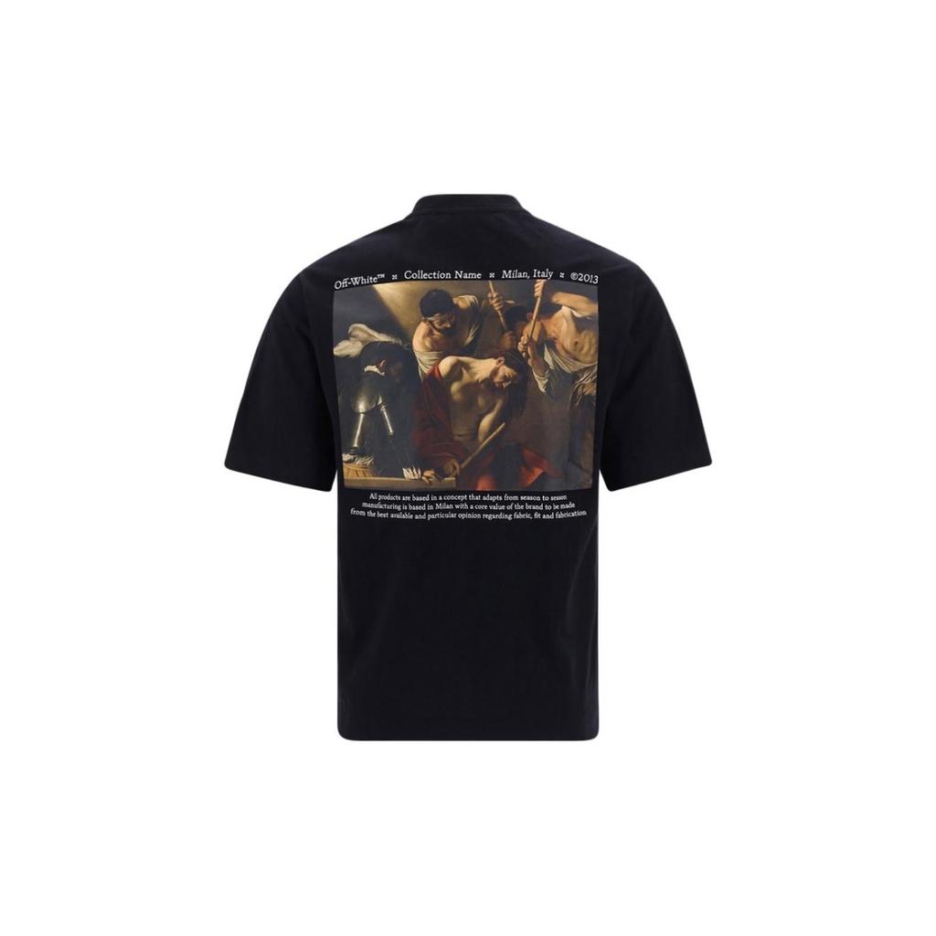 Off-White Caravaggio Crowning Skate Tee Black/White Men Tops OMAA119S22JER0041001
