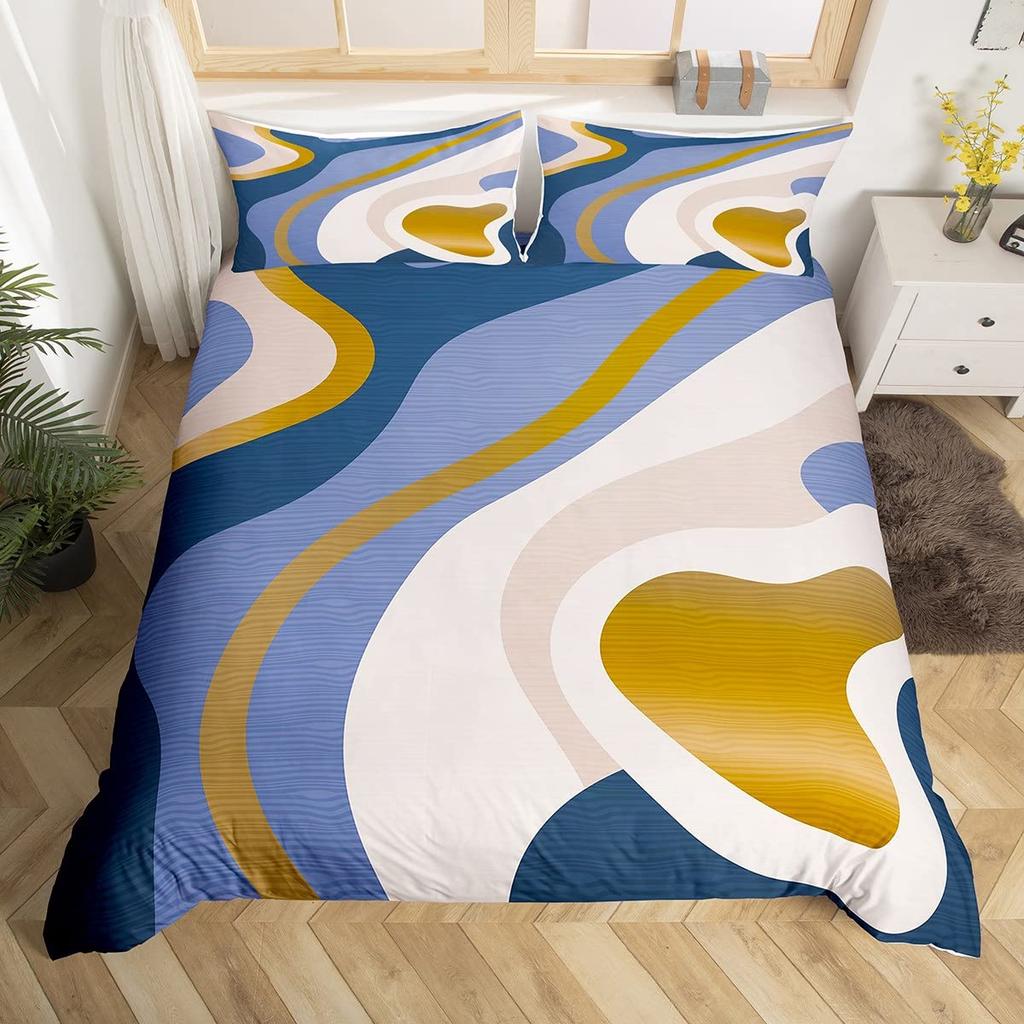 Hawaiian Beach Abstract Duvet Cover King Size Ocean Wave Set Gradient Stripe Bedding Modern Minimalist Room Decor 3 Piece Set