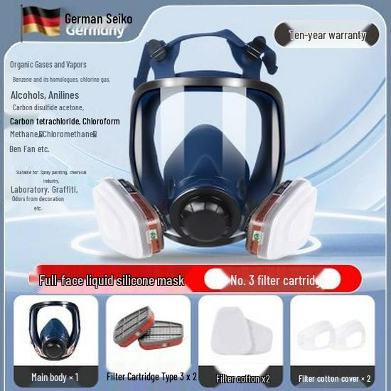 Advanced Full-Face Gas Mask for Spray Painting & Chemical Protection