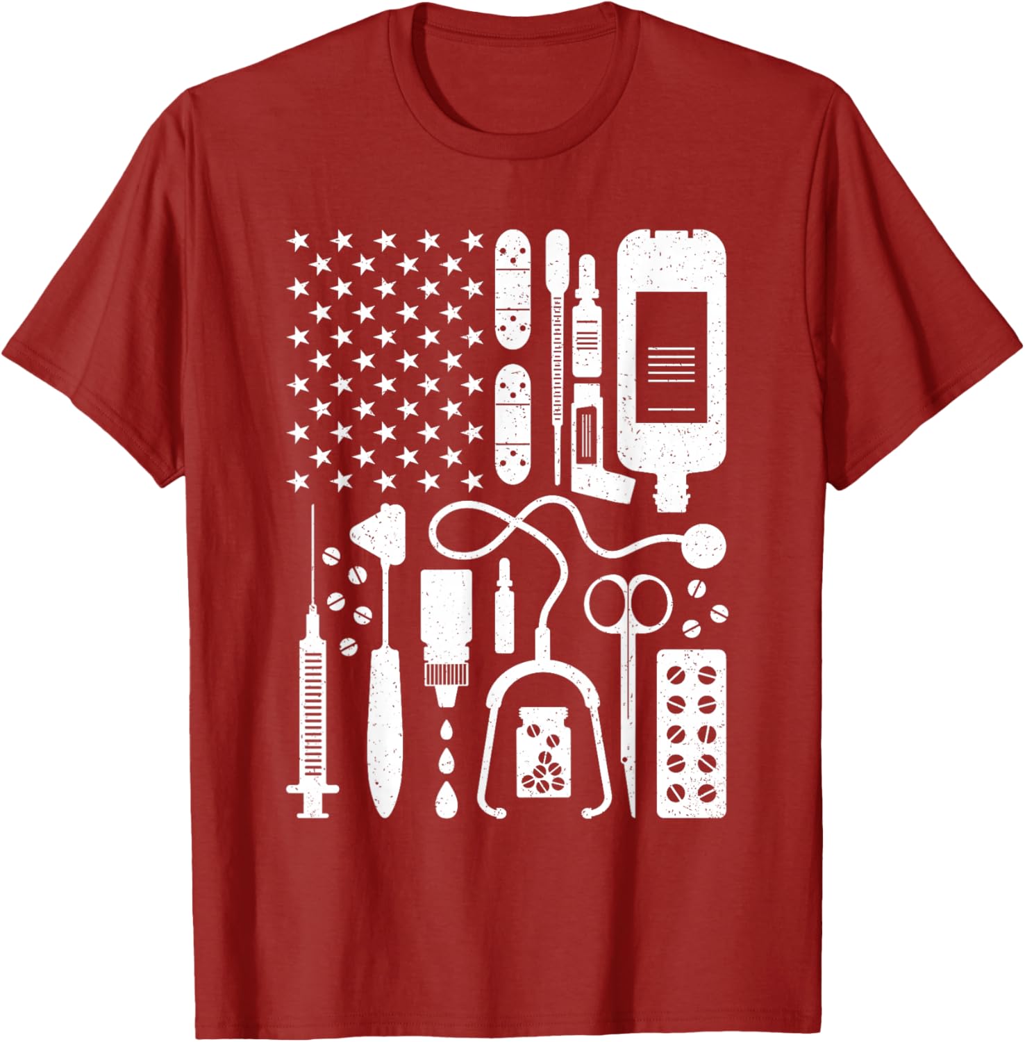 Ветеринарные медицинские инструменты Футболка с графическим принтом в виде американского флага Подарок для медсестры Футболка с коротким рукавом S