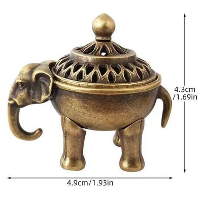 Vintage Alloy Sandalwood Incense Burner Elephant Lucky Hollow Out Lotus Incense Censer with Handle Mini Three Legged Stove