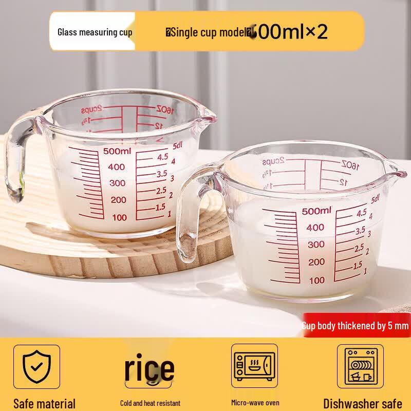 ZISIZ Heat-Resistant Glass Measuring Cup with Handle