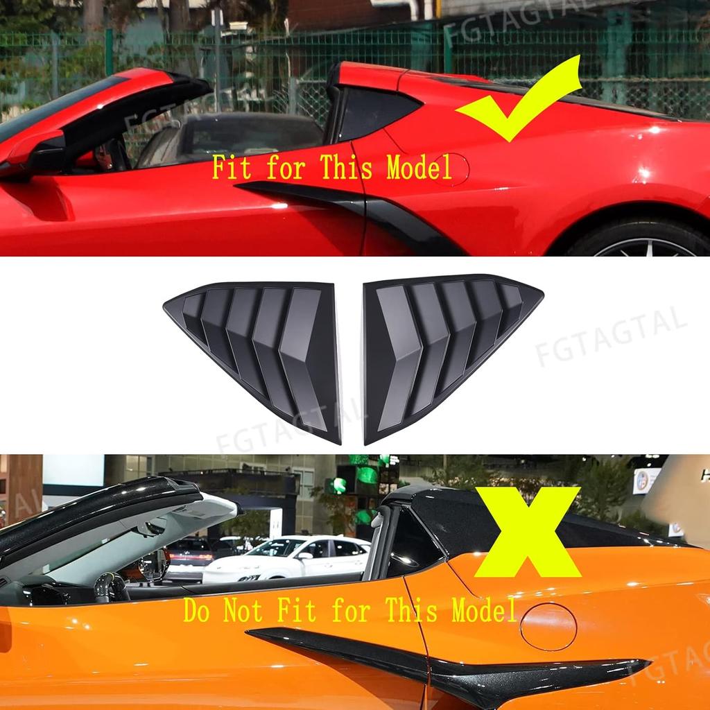 Rear Side Window Louver Cover Compatible with Chevrolet Corvette C8 2020-2025, Rear Window Shutters Trim Cover, Air Vent Scoop Shades Trim