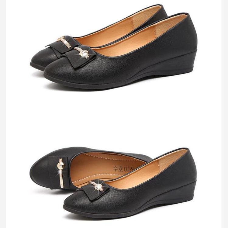 Single Shoes Leather Shoes Women's Flat Shoes Slope Heels Work Shoes Korean Women's Shoes Bean Shoes Women's Summer Shoes