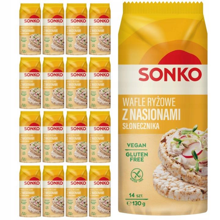 Sonko Wafle ryżowe z nasionami słonecznika 130 g (14 sztuk) x 16 sztuk