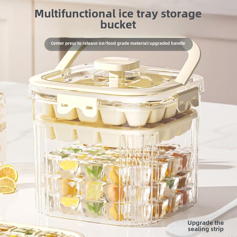 Food Grade Press Type Silicone Ice Cube Mold Large Capacity Ice Storage Box Summer Household Ice Maker Home Kitchen Fridge Tools