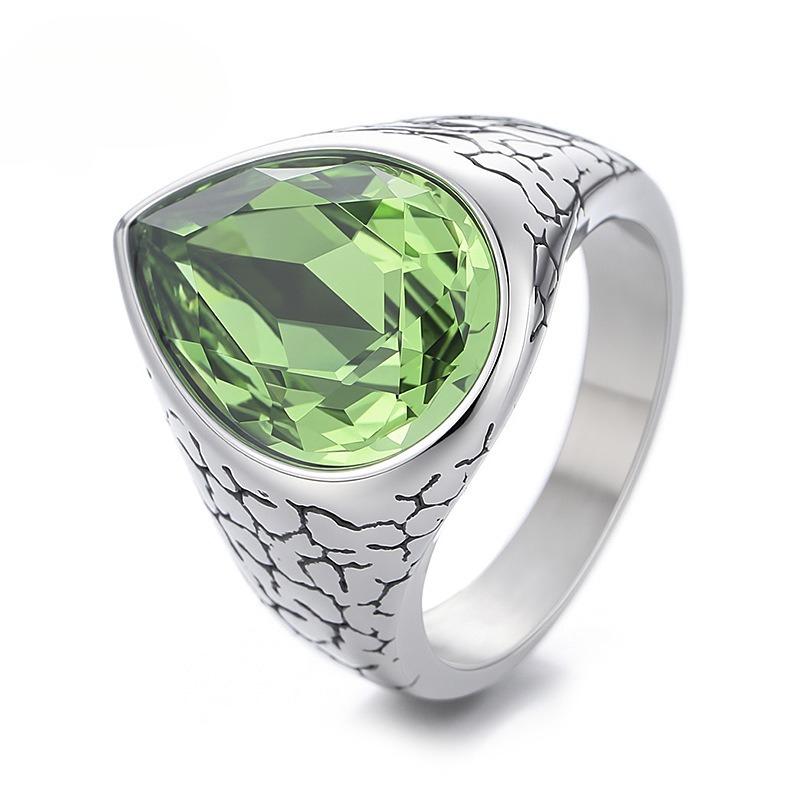 European and American Atmospheric Gemstone Ring, Pear Ring Boys Ring 2026 No. 7
