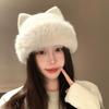 Women Winter Knit Hat With Cute Cat Ears Thick Warm Ear Protection