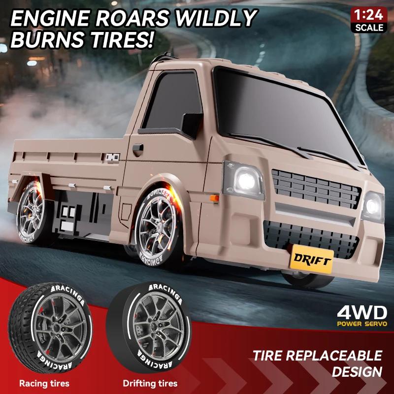 2.4G 1/24 Rc Racing Drift Small Delivery Truck With Lights Remote Control Four-Wheel Drive Off-Road Car Kids Toys Boys Gifts