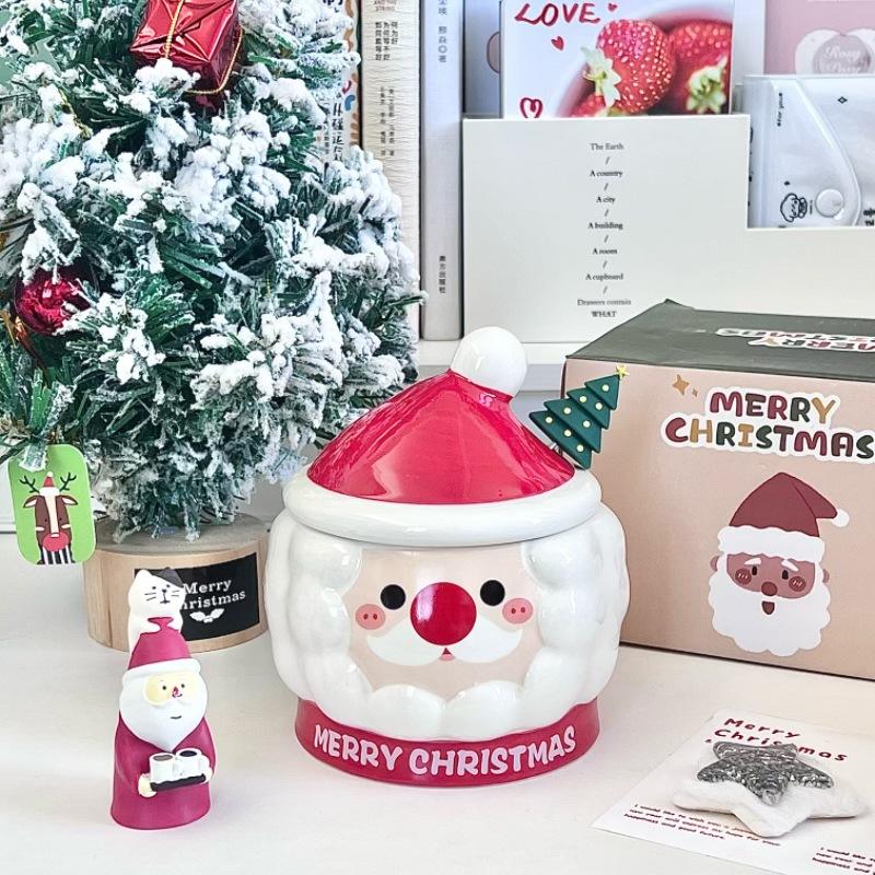 

Рождественский подарок для девочек керамическая кружка Санта-Клауса креативная милая кружка с крышкой сувенирная подарочная коробка 401-500ml