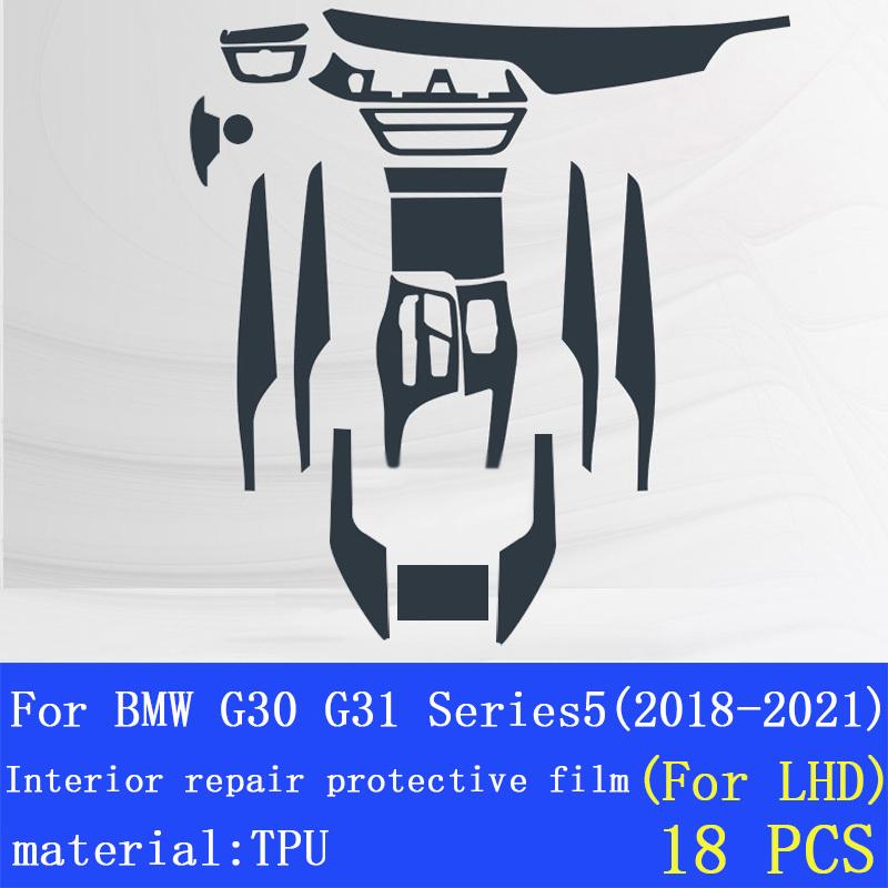 Car Interior Protective For BMW G30 G31 Series5 2018- Center Console Transparent TPU Protective Anti-scratch Repair Film