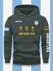 Men Fleece Hoodie Minimalist Argentina Three World Cup Stars Flag Print Football Fan Loose Daily Casual Hooded Top