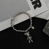 Mechanical Bear Heart Elastic Beaded Couple Bracelet - Stainless Steel Jewelry