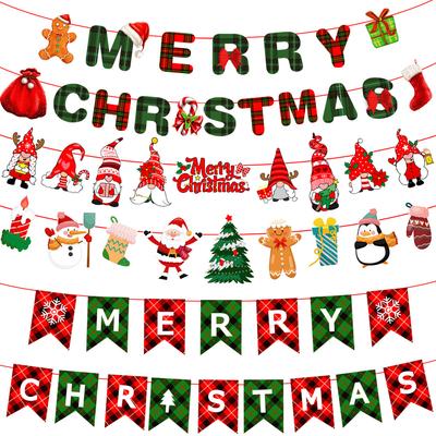 Christmas Bunting Christmas Decorations Paper Hanging Bunting Garlands Xmas Hanging Bunting Banner Flags for Home Xmas Party Door Window Decor