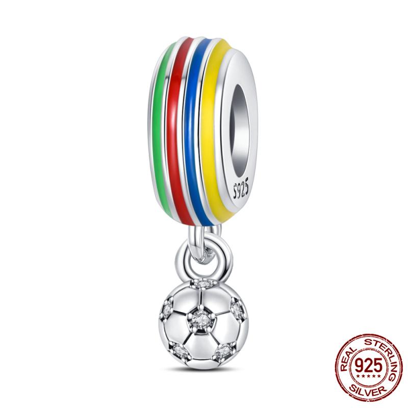 Compatible With Authentic Original Bracelets and 3MM Bracelets Do It Yourself European Football Charm Bead Components 100% Copper Metal High Quality