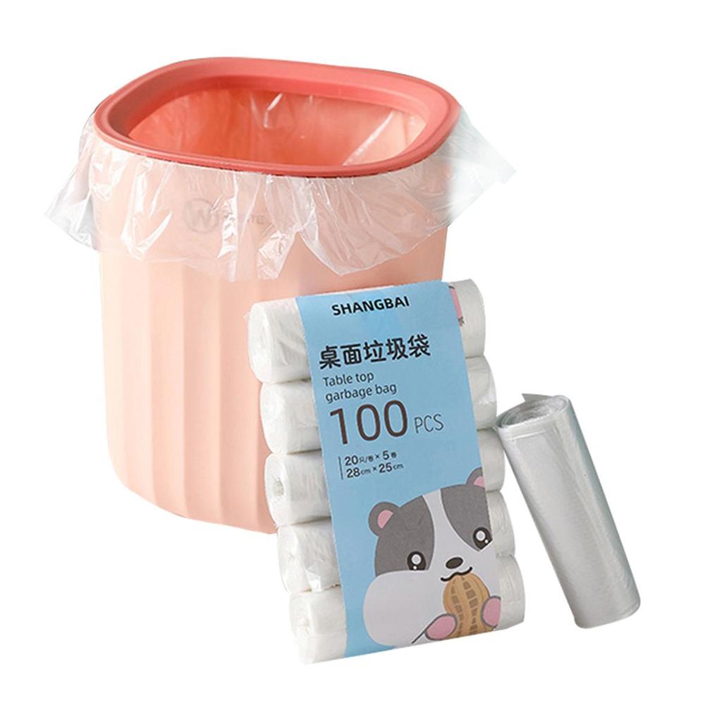5Roll 100Pcs Mini Garbage Bag Household Thickened Small Desktop Garbage Garbage