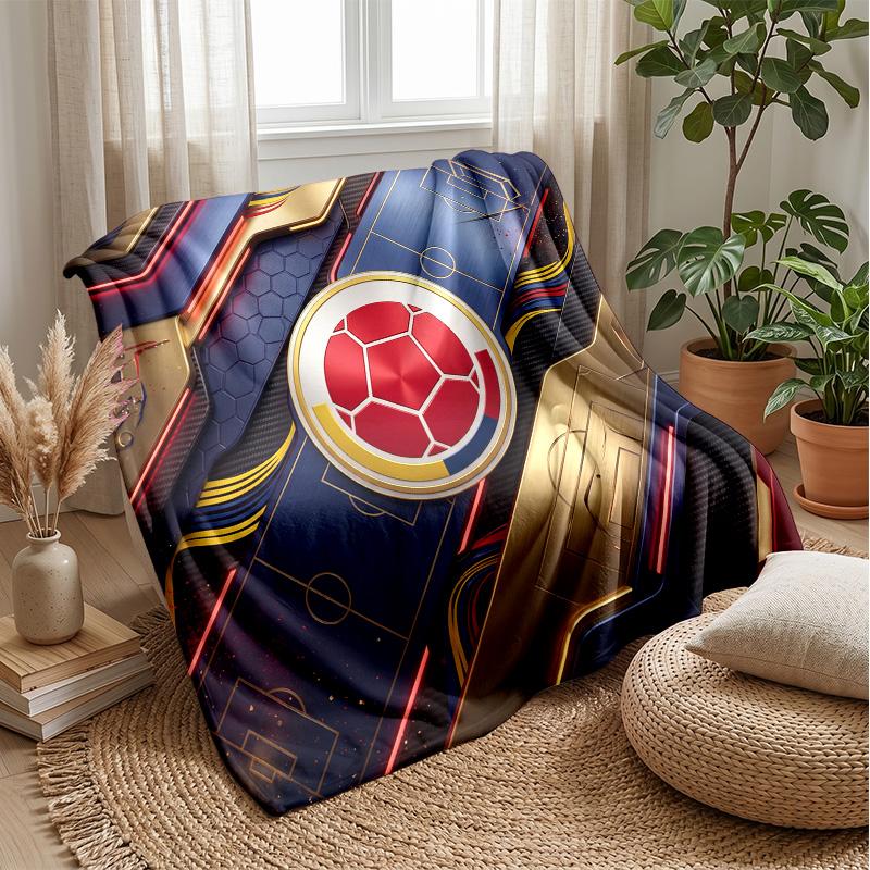Colombia Football Printed Flannel Blanket Skin Friendly Warm Decorative Throw for Indoor Couch Bed Daily Use
