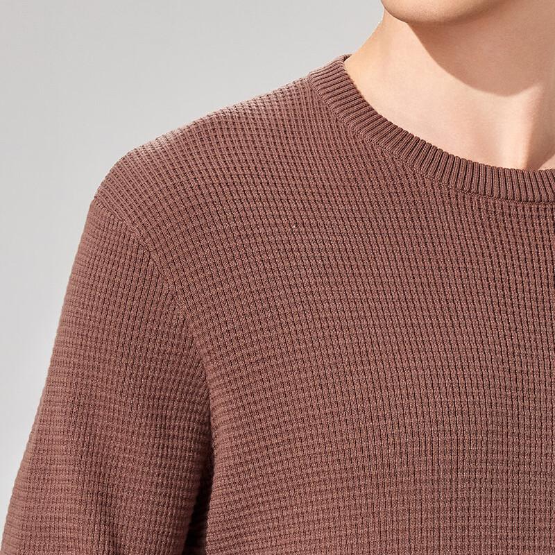 Men's 100% Cotton Jacquard Knit Round Neck Sweater