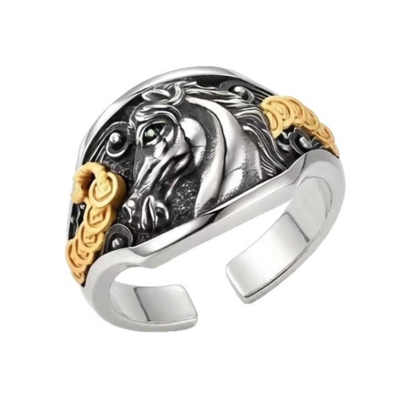 Adjustable Open Ring Men Women Vintage Horse Coin Motif Jewelry Gift 2026 Copper Plated