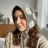 Bat Halloween Headscarf Adjustable Knitted Hollow Headband Skull Pattern Triangle Scarf Daily