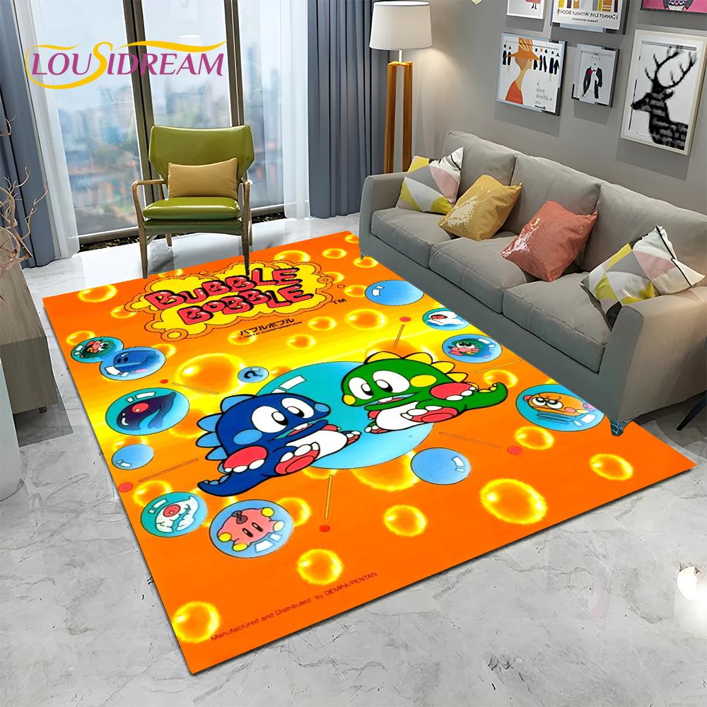 Cartoon Bubble Bobble Game Gamer Carpet Rug for Home Living Room Bedroom Sofa Doormat Decor,kid Play Area Rug Non-slip Floor Mat