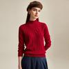 Zhaojun Women's Cable Knit Cashmere Mock Neck Sweater