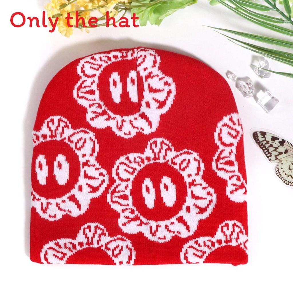Warm Knitted Fashion Hat With Flower Embroidery Design For Daily Cold Season