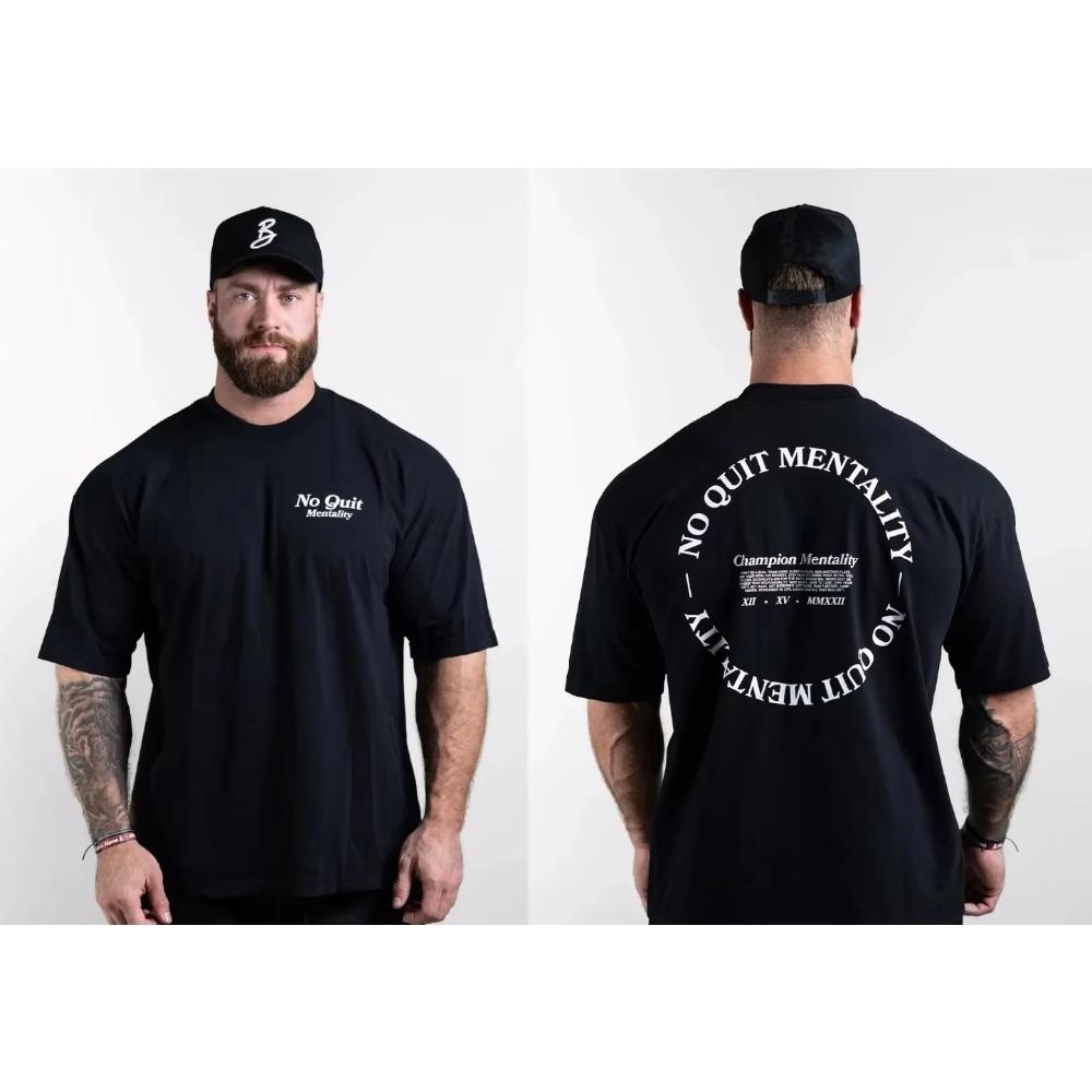 2024 Summer New Men's 100% Cotton English Letter Printing High Quality Casual Street Gym Fashion Round Neck Top S-4XL