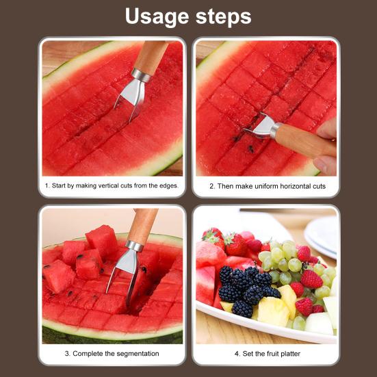 Watermelon Cutter Stainless Steel Fruit Slicer Multipurpose Kitchen Tool for Watermelon Mango Pineapple Cantaloupe