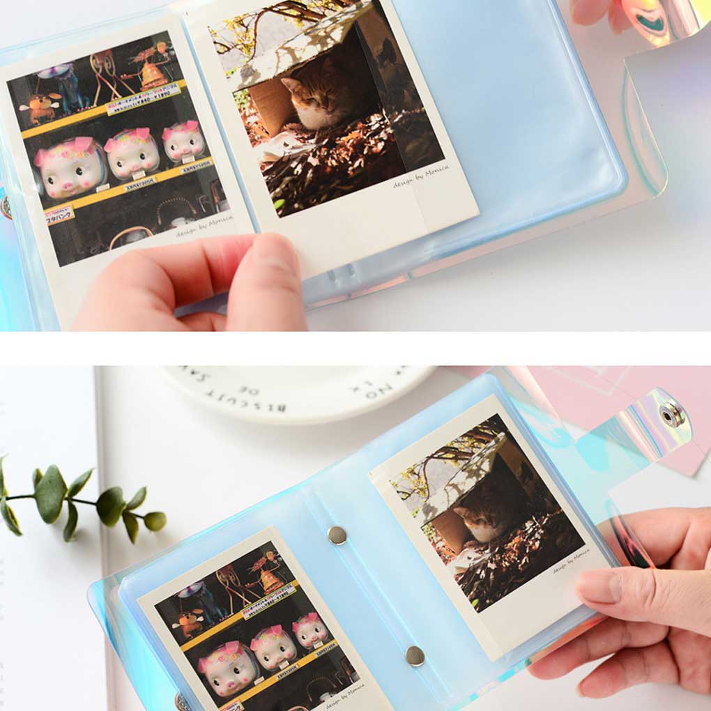 PVC Instant Camera Photo Album Portable Stylish Replacement Transparent Snap Button Stamp Holder Collect Book Accessories