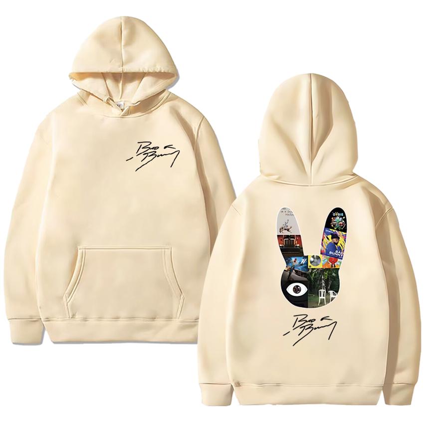 

2025 New Fashion Bad Bunny Graphic Sweatshirt DeBi TiRAR MaS FOToS Double Sided Print Hoodies Men Women Fleece Pullover Unisex L
