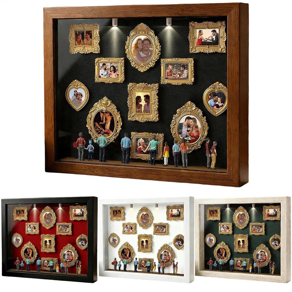 Mini Figurines DIY Mini Museum Silhouette Boxes Gold Frames Memory Preservation Shadow Boxes Frame Photo Frame Travel Memories