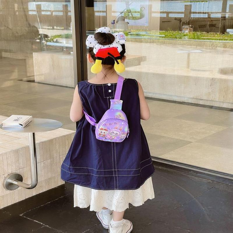 1 Piece Cartoon Anime Labubu Children Chest Bag Cute Zipper Coin Purse