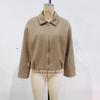 European & American Women's Fashion Casual Pleated Zipper Wool Jacket