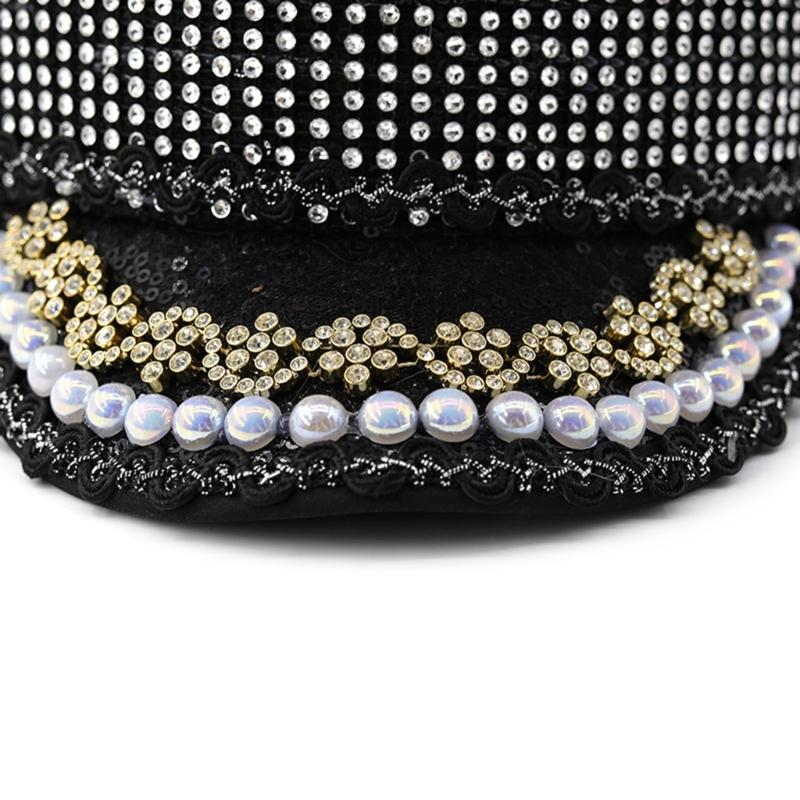 Sparkling Captain Hat Heavy Crystal Sequins Hat for Bachelorette Party Captain Hat Bride Hat for Actor Actress
