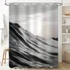 Coastal Wave Shower Curtain Ocean Blue Beach Bathroom Decor Modern Waterproof Fabric Liner Set Artistic Sea Vibes